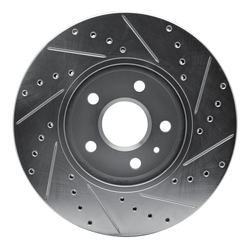 Cadillac CTS Brake Rotor (1) - Front Left - R1 Concepts - Drilled & Slotted - Silver - `08-`14